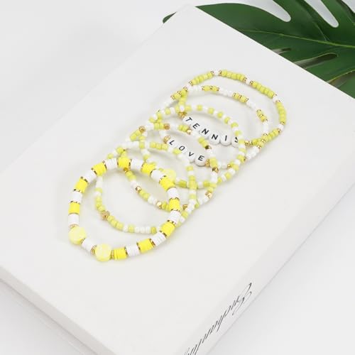 Image of Football Baseball Soccer Beaded Bracelets for Women Stackable Game Day Sports Theme Bracelet