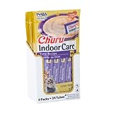 INABA Churu Hairball Control, Functional, Creamy Lickable Purée Cat Treat with Taurine & Vitamin E, 0.5 Ounces Each, 24 Tubes (4 per Pack), Tuna Recipe