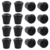 Suiwotin 16pcs 1/2 Inch Round Chair Leg Tips Caps, Non-Slip Rubber Chair Leg Floor Protectors, Black Furniture Leg Caps Fit for 0.43'-0.47' (11mm-12mm) Diameter Round Feet