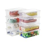 OMNISAFE 6 Quart Stackable Plastic Storage Shoebox, BPA-Free Nestable Container with Latching Lid to Organize Shoes, See-Through Box for Home and...