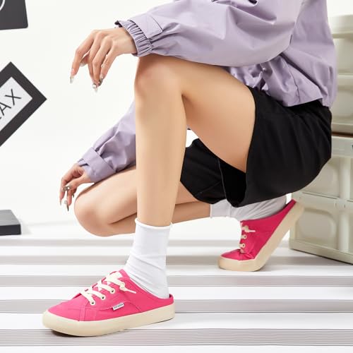 Image of hash bubbie Women's Mules Slip on Sneakers Canvas Tennis Shoes | backless summer close toed sandals non slip on walking casual comfortable