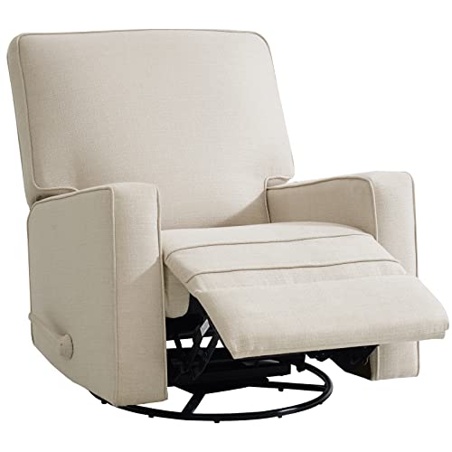Kimohome Swivel Rocker Recliner Chairs Glider Rocking Recliner Fabric Chair, Upholstered Glider Rocker For Nursery, Modern Manual Reclining Chair(Beige) #TOP4