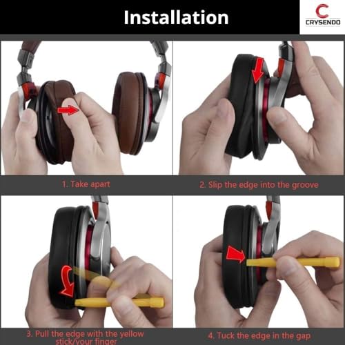 Image of Crysendo Headband & Cushion Combo for Boat Rockers 550 Headset | Replacement Soft Protein Leather, Memory Foam Ear Cushion & Neoprene Headband pad (Black)