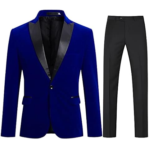 Allthemen Trajes Hombre 2 Piezas Slim Fit Azul M Cover