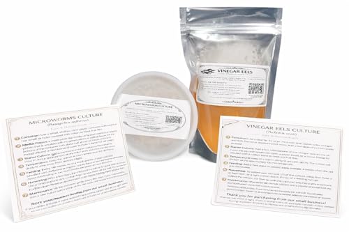 Microworms and Vinegar Eels Starter Culture Combo &ndash; Live Fish Fry Food for Betta, Guppy, Nano and...