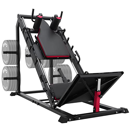 GMWD Leg Press Hack Squat Machine, Leg Exercise Machine with Linear Bearing, Lower Body Special with Weight Storage for Quads, Hamstring, Glutes, Calves, Heavy Duty Home Gym(2023)