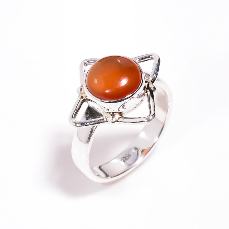 Bague en cornaline argentée pour accessoire de mode du quotidien