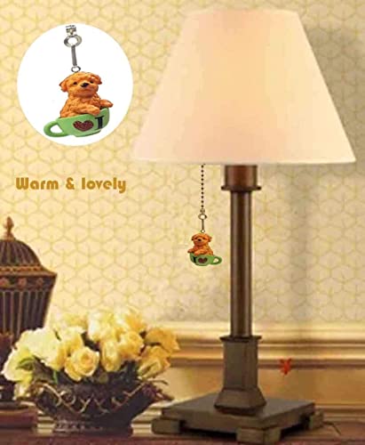 Image of 12-inch Ceiling Fan Pull Chain Extender, Decorative Teacup Dog Pendant with Ball Chain Connector for Easy Pull, Replacement Pull Chains for Ceiling Fans and Lights