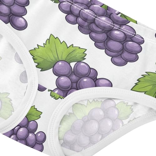 Wusikd Purple Grapes Girls' Underwear Cotton Green Leave Girls Briefs Soft Toddler Underwear 2T4