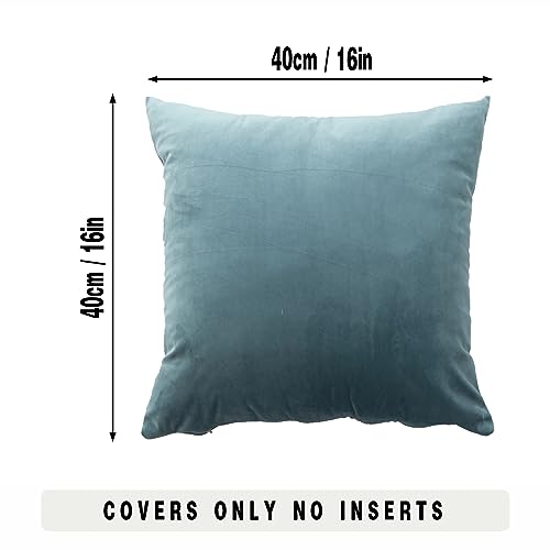 GONOVE Cushion Covers 40cm x 40cm Soft Velvet Colorful Plain Pillowcase Set of 4 Square Decorative Throw Pillow Cover for Home Sofa Bed Chair Blue Orange Series - Image 2