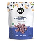 Elan Organic Acai Blueberry Cashews, 5.3 oz, Non-GMO, Vegan, Gluten-Free, Kosher, Glazed Nuts (Roasted Cashews, Acai Berry Powder, Blueberry Juice Powder), Superfood Infused Nuts