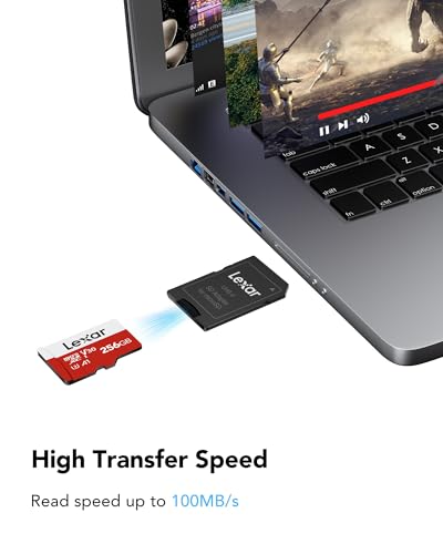 Image of Lexar E-Series 256GB Micro SD Card, microSDXC UHS-I Flash Memory Card with Adapter, 100MB /s, C10, U3, A1, V30, Full HD, 4K UHD, High Speed TF Card