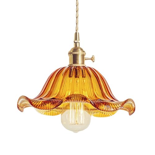 TOKTOP - Lámpara de araña de cristal, estilo vintage, creatividad, decoración de flores, E27 ámbar, lámpara de techo para sala de estar comedor dormitorio