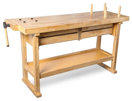 Image of WEN 60-Inch Hardwood Workbench with Four Drawers and Onboard Vise (WB6020)