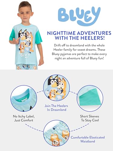 Image of Bluey Drop Shoulder T-Shirt and Shorts Outfit Set Toddler to Big Kid Sizes (2T - 10-12)