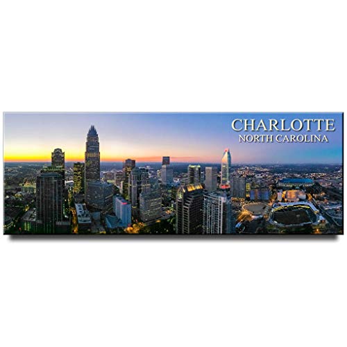 Charlotte Panoramic Fridge Magnet North Carolina Travel Souvenir