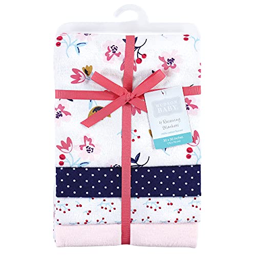 Image of Hudson Baby Unisex Baby Cotton Flannel Receiving Blankets, Fall Flowers, One Size