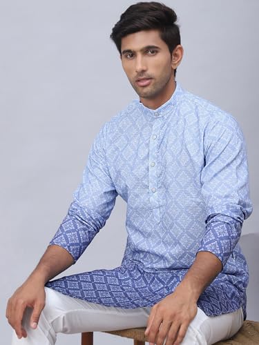 Image of Jompers Men Pure Cotton Straight Fit Ombre Kurta