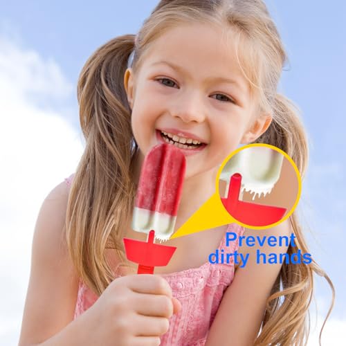 Wekuw Eis am Stiel Halter, 5 Stücke Tropffreier Eis am Stiel-Halter Wiederverwendbar BPA-Frei Eishalterung Kinder Eisstielhalter mit Strohhalm, für Erwachsene, Kinder und Kleinkinder (5 Farben)