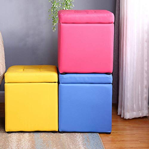 Tabouret de rangement pour optimiser les petits salons - Pouf orange - 4