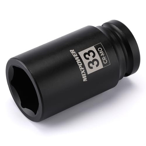 Image of MIXPOWER 6-Point 3 /4-Inch Drive Deep Impact Socket- 33mm (Metric), CR-MO, 3 /4-inch Drive 6 Point Axle Nut Socket for Easy Removal of Axle Shaft Nuts (33mm)