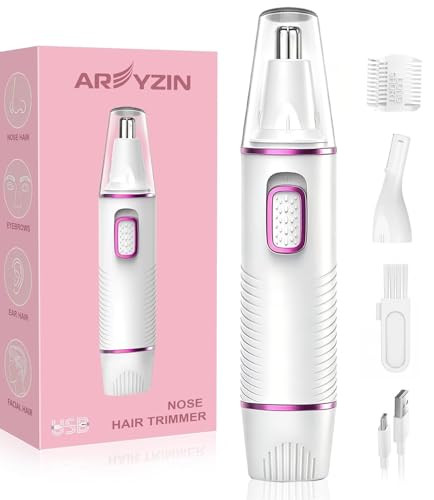 Nose Hair Trimmer for Women,USB Rechargeable Ear and Nose Trimmer,2026 Professiona 2 in 1 Painless Eyebrow & Facial Hair Trimmer Remover,IPX7 Waterproof,Portable Nasal Hair Clipper,Dual-Edge Blades