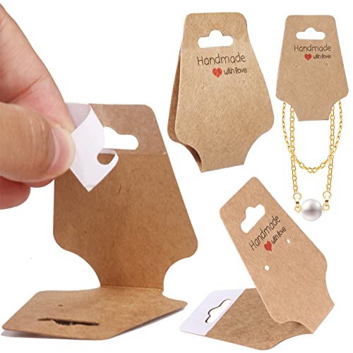 200PCS Bracelet Display Cards Sturdy Necklace Holder Cards Self Adhesive Jewelry Packaging Selling Card for Small Business of Keychain Earring Hair Band and Scrunchies Hanging - Image 3