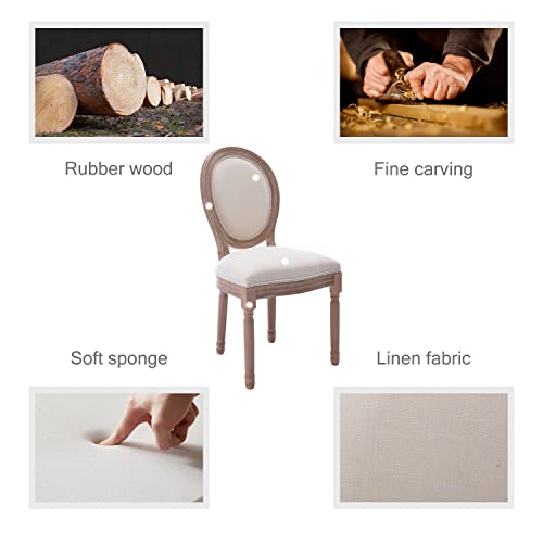 Kiztir French Country Dining Chairs Set Of 6, Farmhouse Dining Chairs With Round Backrest, Mid Century Upholstered Dining Chairs With Solid Wood Leg For Dining Room Bedroom Kitchen Restaurant (Beige) #TOP4