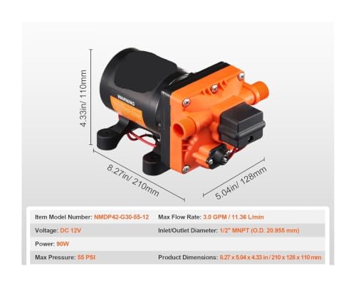 Bomba de diafragma 12V ideal para caravanas y presión de agua constante 3