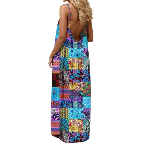 Image of HTHLVMD Backless Cami Dress Summer Dresses for Women 2026 Spaghetti Strap Dresses Womens Solid Color Backless Cami Dress
