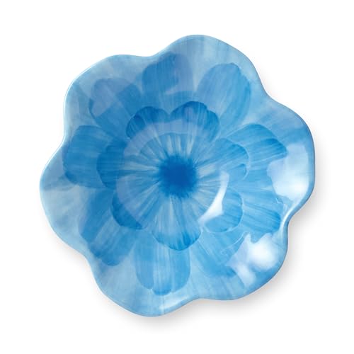 Certified International Wildflower Blue Melamine 3-D Floral All-Purpose Bowls, Set of 4, 7.5-Inch, Versatile for Soups, Salads, or Snacks, Great for Casual Meals and Entertaining Guests