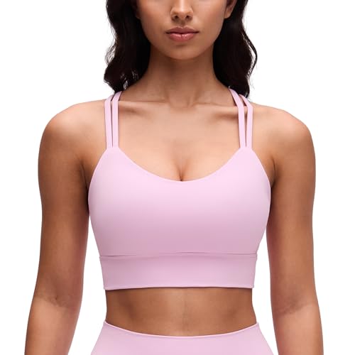 Image of CRZ YOGA Softness Mold Butterluxe Sports Bras | Molded Cup, Light Support, Yoga, Extremely Soft, Longline, Strappy Back, Scoop Neck, for Women