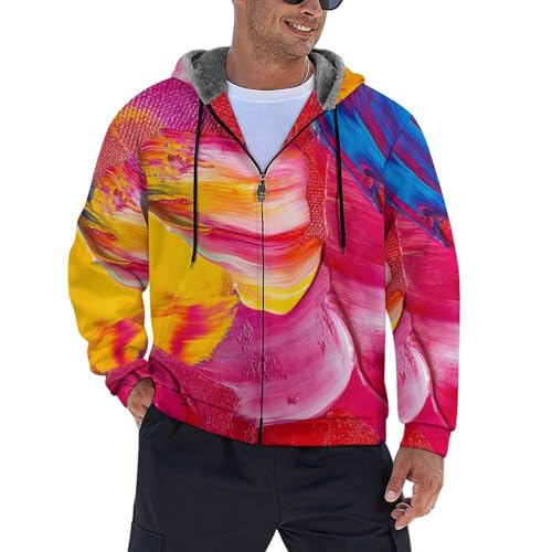 Manteau polaire d'hiver homme à capuche imprimé abstrait chaud du S au 6XL