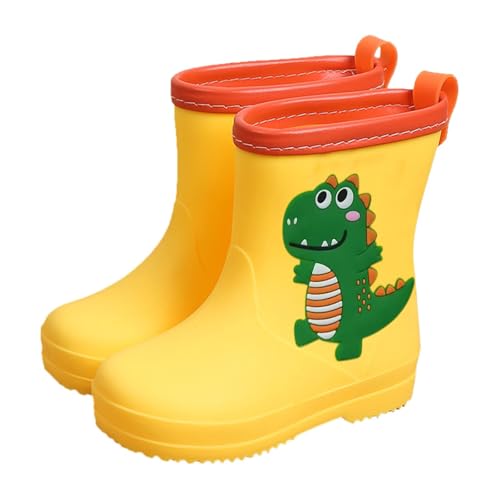 Botas de agua para niños y niñas, botas de lluvia ligeras, ligeras, suelas suaves, antideslizantes, impermeables, cómodas, para jardín de infantes, al aire libre, jugar, amarillo, 22 EU