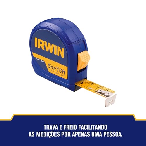 Irwin Trena Manual Standard 5m, Ferramenta Essencial para Tirar Medidas com Precisão, Modelo IW13947
