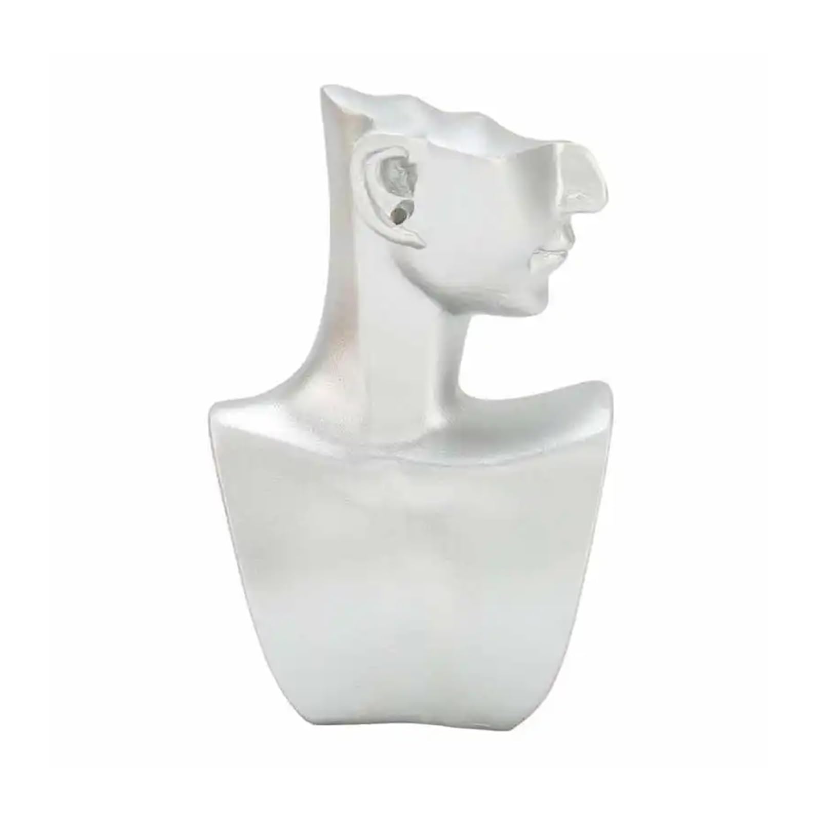 Jewellery Display Stand Mannequin Jewelry Display Stand Head Bust Resin Glossy For Necklace For Shop(Silver)