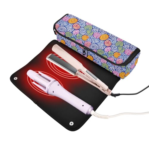 Swirl Candies Bolsa de Viaje para Herramientas de Cabello, Estera Resistente al Calor para Planchas, Rizador y Organizadora Portátil miniatura 2