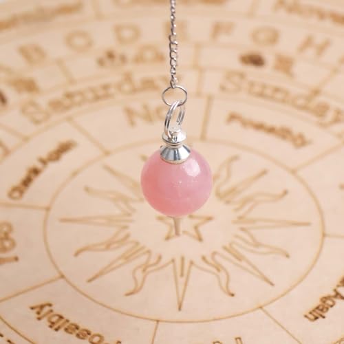 Image of Original Rose Quartz Crystal Stone Ball Pendulum | Natural Love Stone Dowsing Pendulum Meditation Tool | Healing Crystal for Reiki, Chakra Balancing & Feng Shui | Vastu Decorative Item for Home