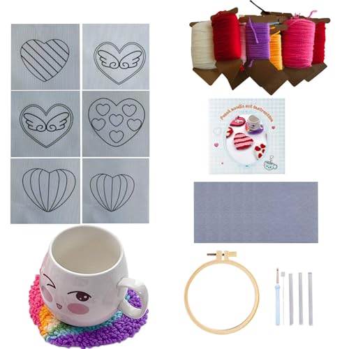 Kit sous-verre punch needle adulte tapis de tasse broderie manuelle DIY