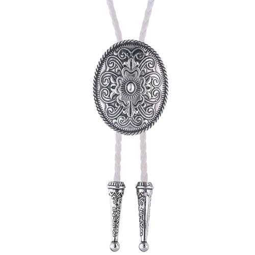 Image of GelConnie Floral Bolo Tie for Men Womens Bolo Tie Necklace Native American Black Men's Bolo Ties Western Cowboy Bolero Ties