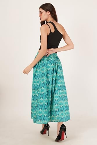 Image of COTLAND Fashions Jaipuri Cotton Printed Flared Palazzo Pants for Women