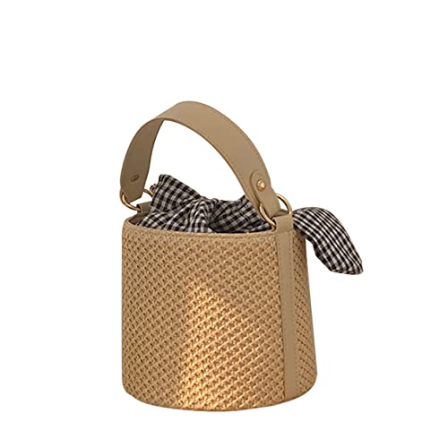 Bolso de cubo tejido para mujer estilo tote cruzado miniatura 1