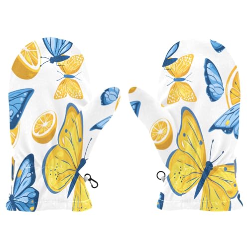 Kid's Winter Gloves Children Warm Gloves Blue Butterfly Lemon for Boys Girl Age 4-6 Years