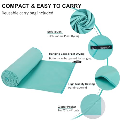 Rainleaf Microfiber Towel Perfect Travel & Gym & Camping Towel. Quick Dry - Super Absorbent - Ultra Compact - Lightweight. Suitable for Trip, Beach, Shower, Backpacking, Pool image 3