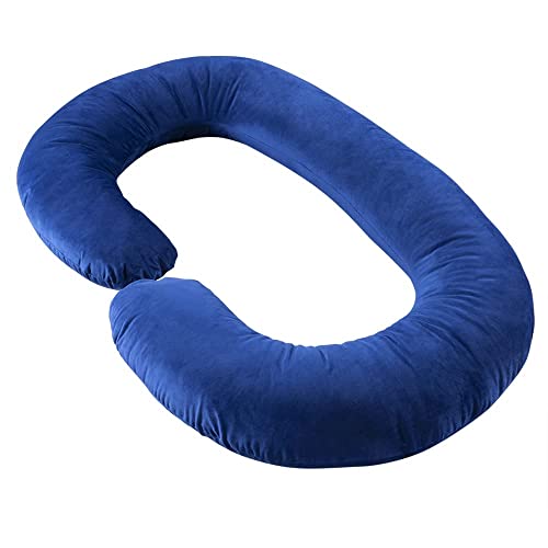Image of C-Shaped Sleeping Pregnancy Pillow| Removable Washable Velvet Cover with Zipper| PregnoCare Fibre| Maternity, Nursing| Full Body Soft Support Bump, Head, Back, Shoulder, Hip, Legs & Belly (Royal Blue)