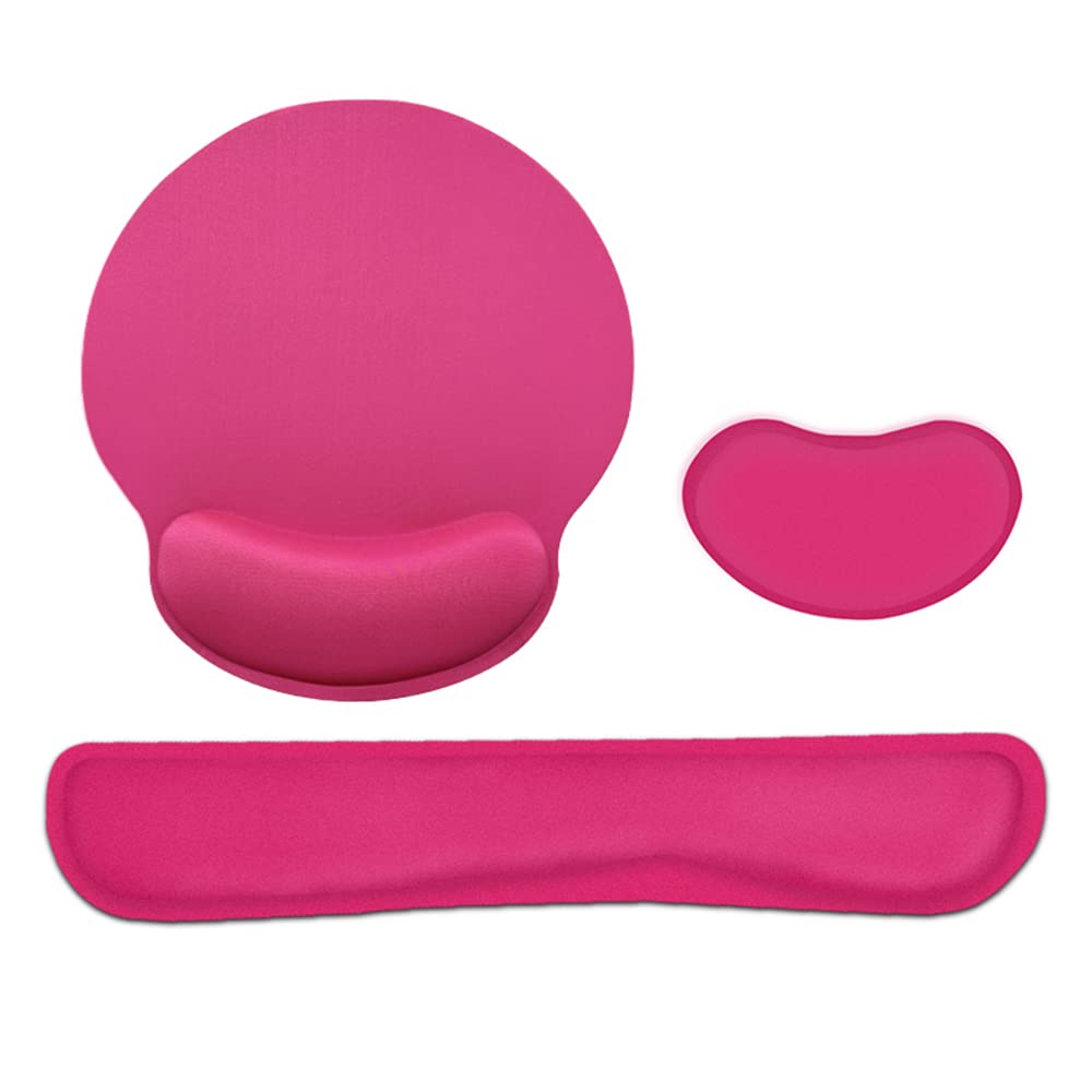 Acouto Repose-poignet Ergonomique pour Clavier, Ensemble de Repose-poignets avec Base en Caoutchouc Antidérapante, Support Maximal pour le -poignet, pour Souris, pour Clavier, Ergonomique (Rose rouge)