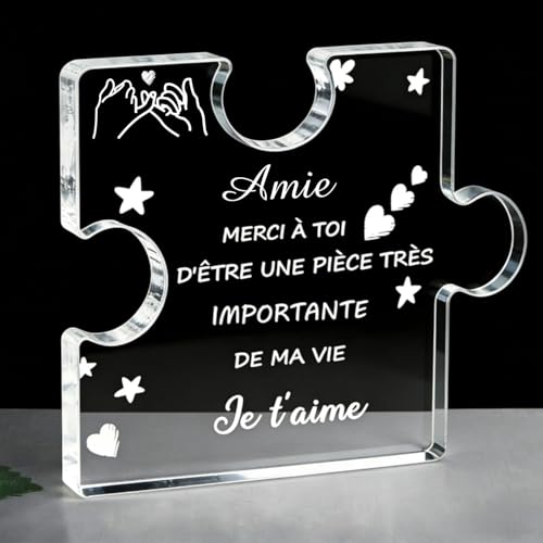 FANAOREN Cadeau Meilleure Amie Femme, Meilleure Amie Cadeau, Gravure Acrylique Bloc Puzzle, Cadeaux Ami, Cadeaux Anniversaire Ami, Anniversaire, Idee Présent...