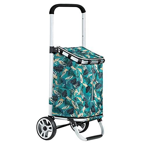 OVAST Einkaufswagen 28L Einkaufstrolley Tasche auf Rädern, faltbarer Schiebewagen mit gepolstertem Griff zum Einkaufen…