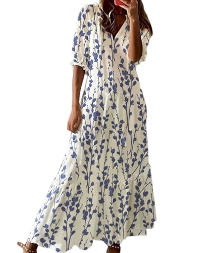 Robe femme à imprimé floral fluide trapèze col en V pour un look élégant au quotidien