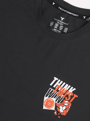 Image of TECHNOSPORT Boy's Polyester Slim Fit Crew Neck Half Sleeve T-Shirt with Technocool+, Anti Microbial Propeties for Sports and Regular Use